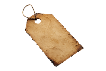 Blank vintage paper tag Isolated on White and Transparent Background PNG Image.