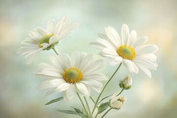 Obraz premium White Daisies with Soft Background.