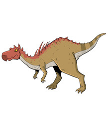 brown dinosaur with big spikes on back 