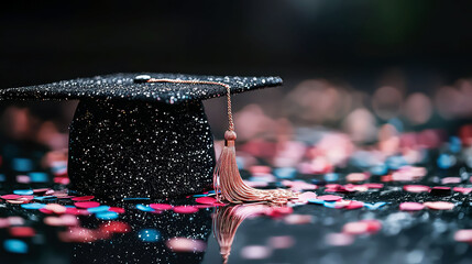 Graduation Cap with Confetti: Celebrating Education and Success