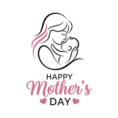 Elegant Mother and Baby Silhouette for Happy Mother's Day