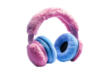 Colorful Ear Muff Isolated on White and Transparent Background PNG Image.