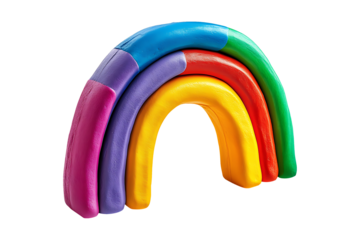 colorful plasticine rainbow for kids Isolated on White and Transparent Background PNG Image.