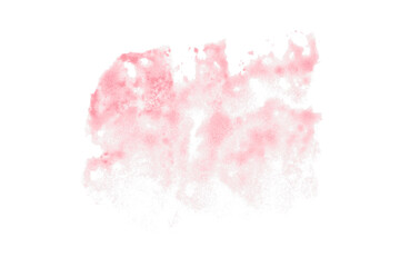 Bright pink watercolor or ink stain with watercolor marks on transparent background.
