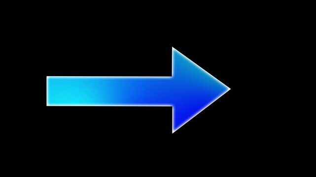 Turn Right Icon - Neon Blue gradient Right Angle Arrow Animation on Black Background
