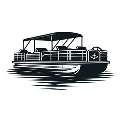 Pontoon boat  logo silhouette black color isolated white background 
