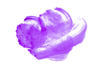 Bright purple watercolor or ink stain with watercolor marks on transparent background.