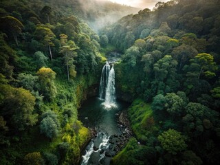 Great Otway National Park Waterfall Drone Photography, Aerial View Victorian Forest, Australia Landscape