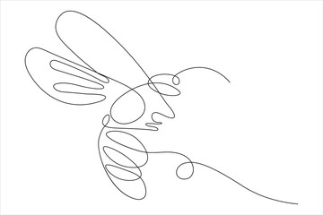 Continuous one line art of honey bee fliying of isolated outline vector icon
