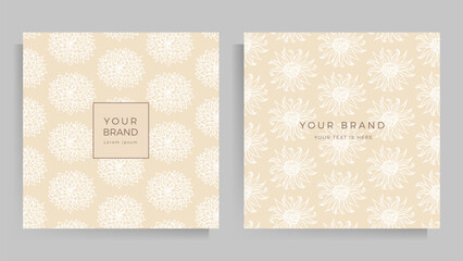 Cover design for your menu, invitation, folder, notepad, postcard. Floral pattern in elegant pastel colors. Set of square format templates. Vector illustration.