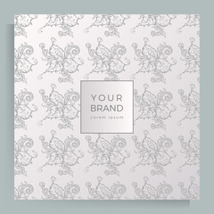 Cover design for menu, wedding invitation, booklet, portfolio, catalog. Elegant template with an original handmade floral pattern.