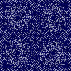 stitch Japanese Sashiko pattern embroidery abstract seamless geometric ornaments white stitch line artwork indigo blue background fashion design template decoration hand drawn printed needlework quilt