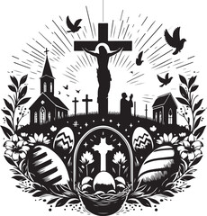 Easter Sunday Silhouette Vector Design