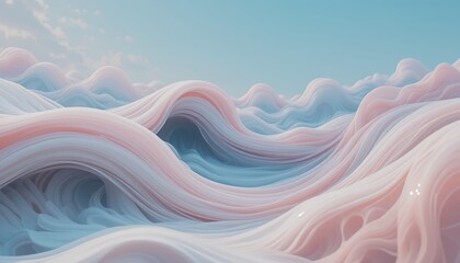 Abstract Pastel Waves Digital Landscape Serene Sky Background