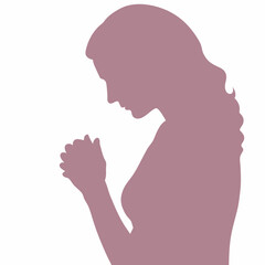Praying women silhouette 