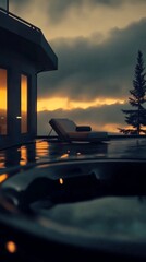 Luxurious mountain retreat with pool and sunset view