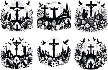 Fototapeta premium Easter Sunday Silhouette Vector Design