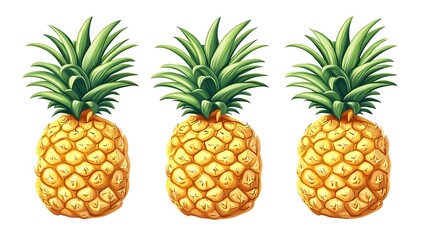 Three Delicious Pineapples: A Vibrant Tropical Treat