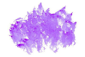 Abstract purple watercolor painting on transparent background. This is a watercolor splash painting, hand drawn.