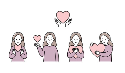 ハートを持つ女性_セット