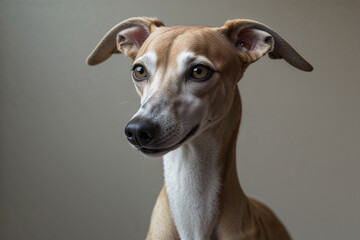 A gentle Italian Greyhound gazes thoughtfully, its expressive eyes and elegant posture capturing a...