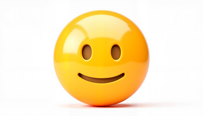 Fototapeta premium Friendly orange emoji smiling on white background, conveying happiness