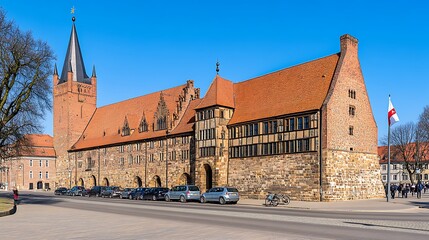 Obraz premium Historic Town Hall with sunny day.
