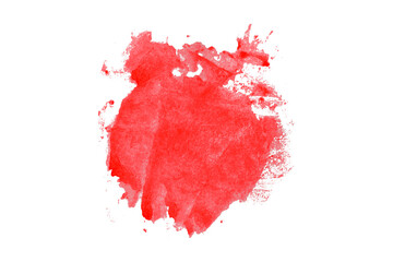 Abstract red watercolor painting on transparent background. This is a watercolor splash painting, hand drawn.