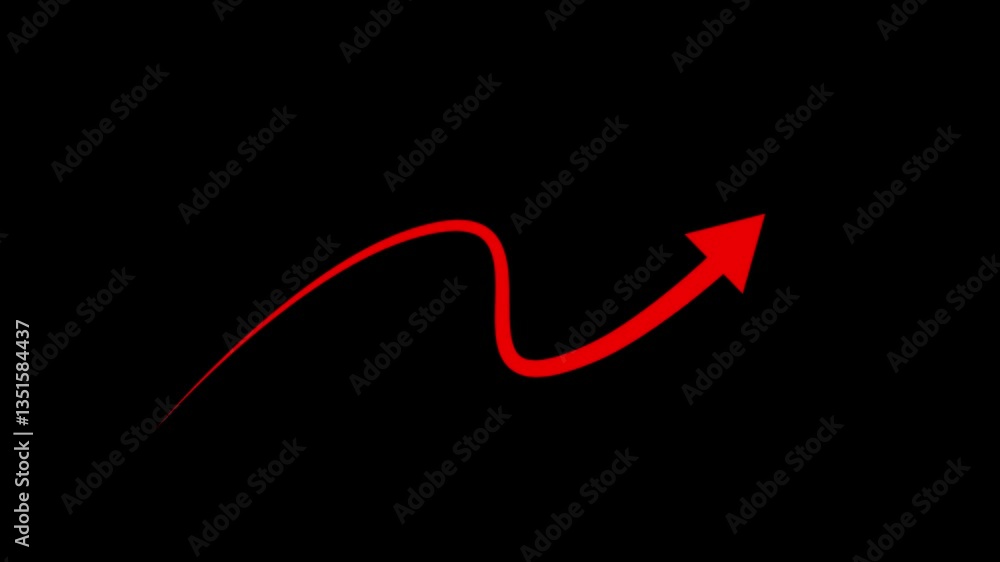 Poster set of red arrows animation on a black background red arrows moving in different directions on a bla