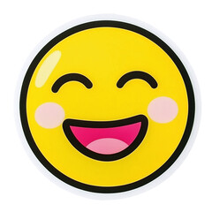 Fototapeta premium Beautiful yellow sticker with a smiling face on a transparent background PNG