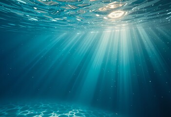Sunbeams penetrate deep ocean water