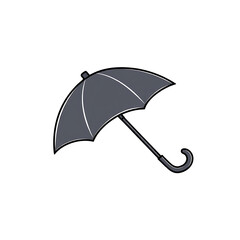 Black umbrella illustration for rain and sun protection.