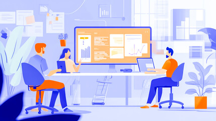 Team of programmers collaborating at an IT company to develop innovative applications – Business, technology, and teamwork in a modern office environment