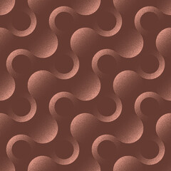 50s 60s Retro Styled Circles Seamless Pattern Trend Dot Work Vector Brown Abstract Background. Tilted Grid from Circles Halftone Art Illustration for Textile Print. Endless Abstraction for Home Decor