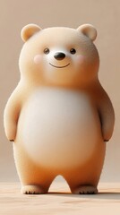 The fluffy bear's cute, adorable, soft, round face, in this cartoon, makes him happy, smiling and cuddly!