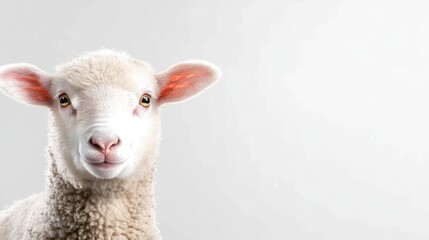 Fototapeta premium Adorable Lamb Portrait: A Fluffy Friend