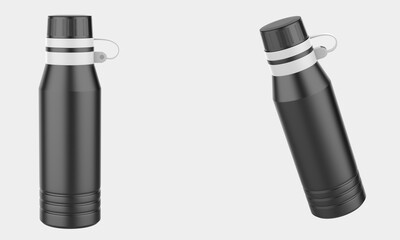 Matte Sport Bottle Mockup Isolated On White Background. 3d illustration