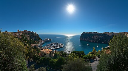 Coastal Panorama of a Mediterranean Harbor.