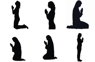 praying women silhouette set