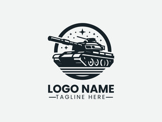 tank with soldier silhouette, encircled by stars. Military logo