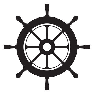 recommend clip art: Black and white hand-drawn steering wheel icon silhouette isolated on a white background. Ship steering wheel clipart vector Black silhouettes llustration of  Ship on white background