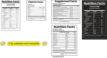 Supplement facts and vitamin facts template ,nutrition facts template