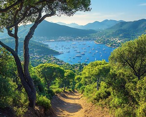 Coastal Path for Mediterranean View, Sunny Day.