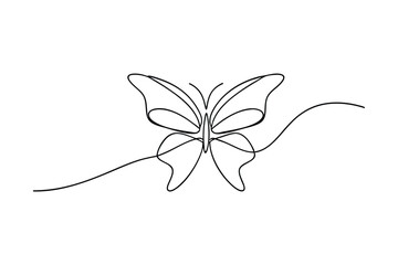 Elegant SingleLine Butterfly Drawing Art, Nature, Minimalist Design