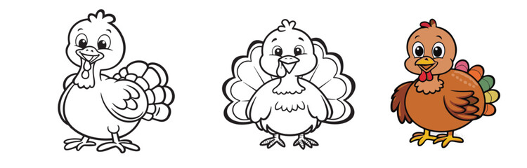 Vector illustration of a fish and a bird with cartoon style animals like a lion, sheep, and cat in a fun, cute, and nature-inspired design