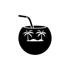 creative details Tropical Drink Shaped Like a Mini Island Icon vector illustration 
