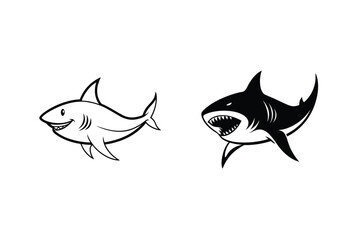 Cartoon Shark Illustrations Happy and Aggressive Predator Designs