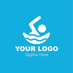Swimmer in a pool with space for your logo and tagline. Perfect for promoting swimwear brands or fitness clubs.