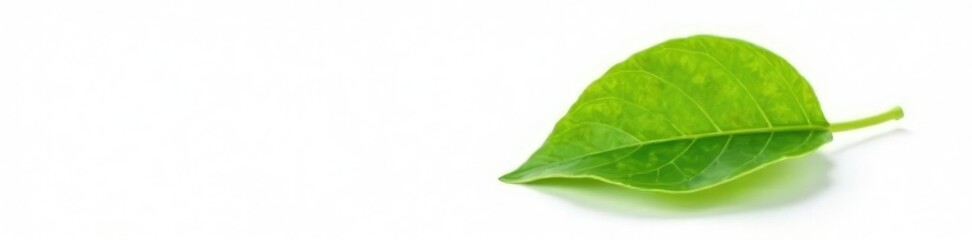 Obraz premium Single green leaf isolated on white background, single object, detail