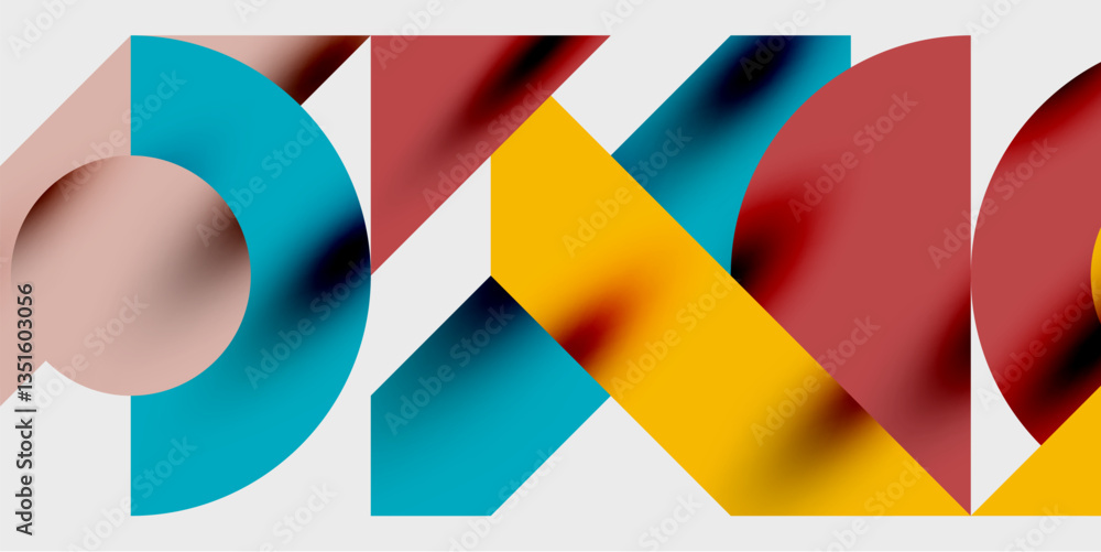 Aufkleber Modern abstract background featuring circles, lines, and triangles in a dynamic geometric composition. Perfect for stylish, tech, or creative-themed designs